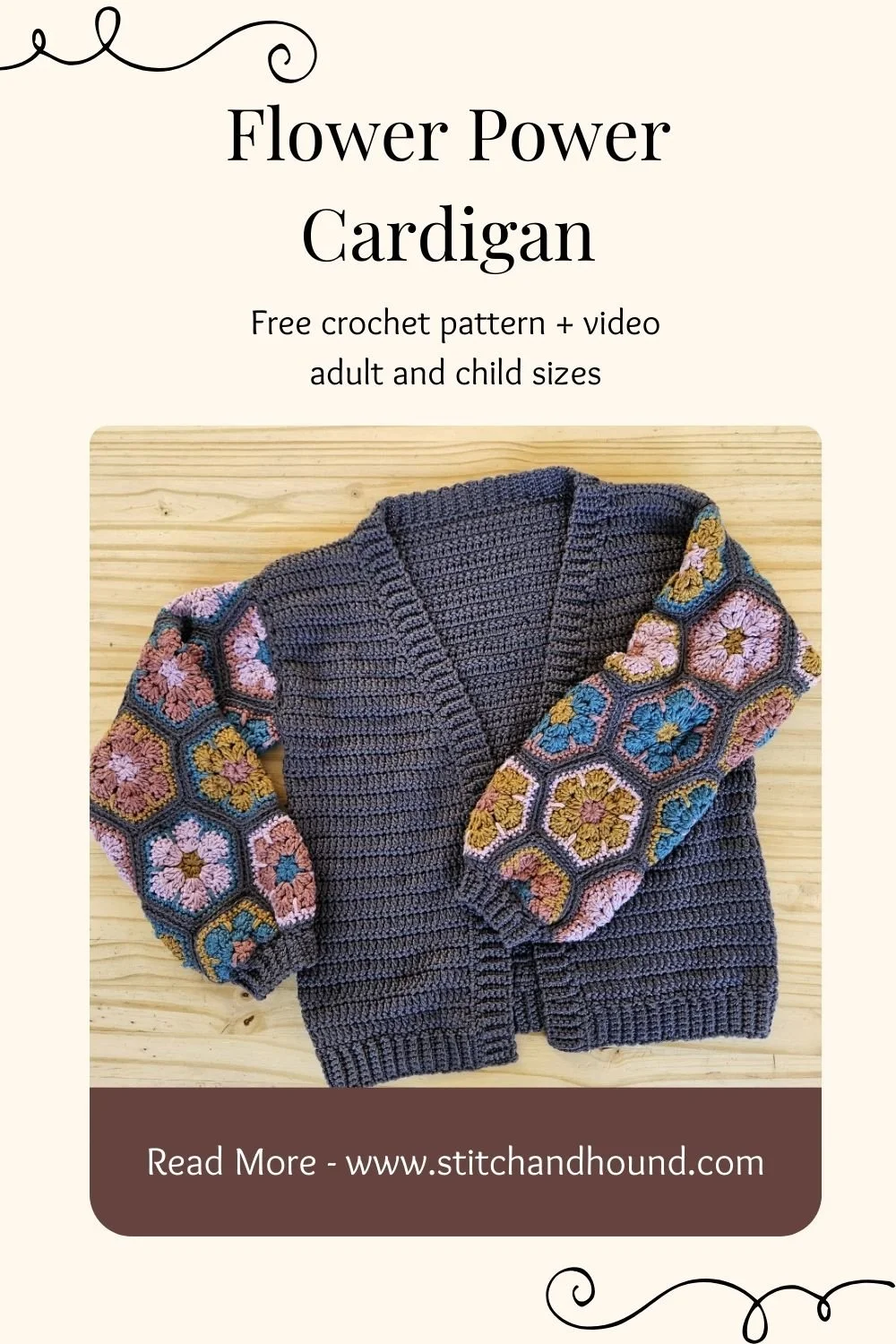 Flower Power Cardigan Crochet Pattern – Free (Child & Adult Sizes